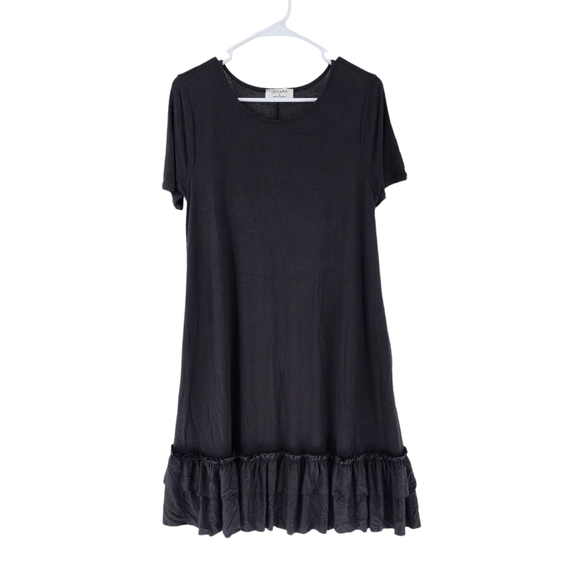 Zenana Women's Short Sleeve Round Neck Ruffle Hem Dress - L - Picture 2 of 6